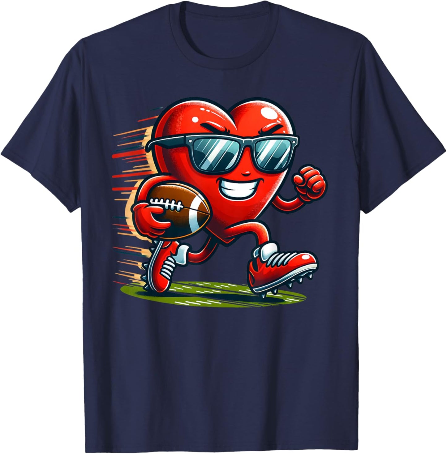 Valentine's Day Heart Team Football Player , Small T-Shirt - T-Shirt | Navy