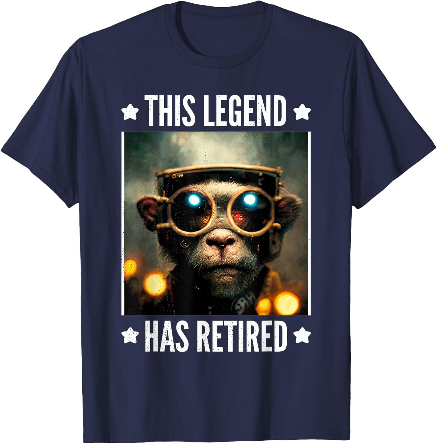 This legend has retired. Cool illustrated monkey. T-Shirt - T-Shirt | Navy