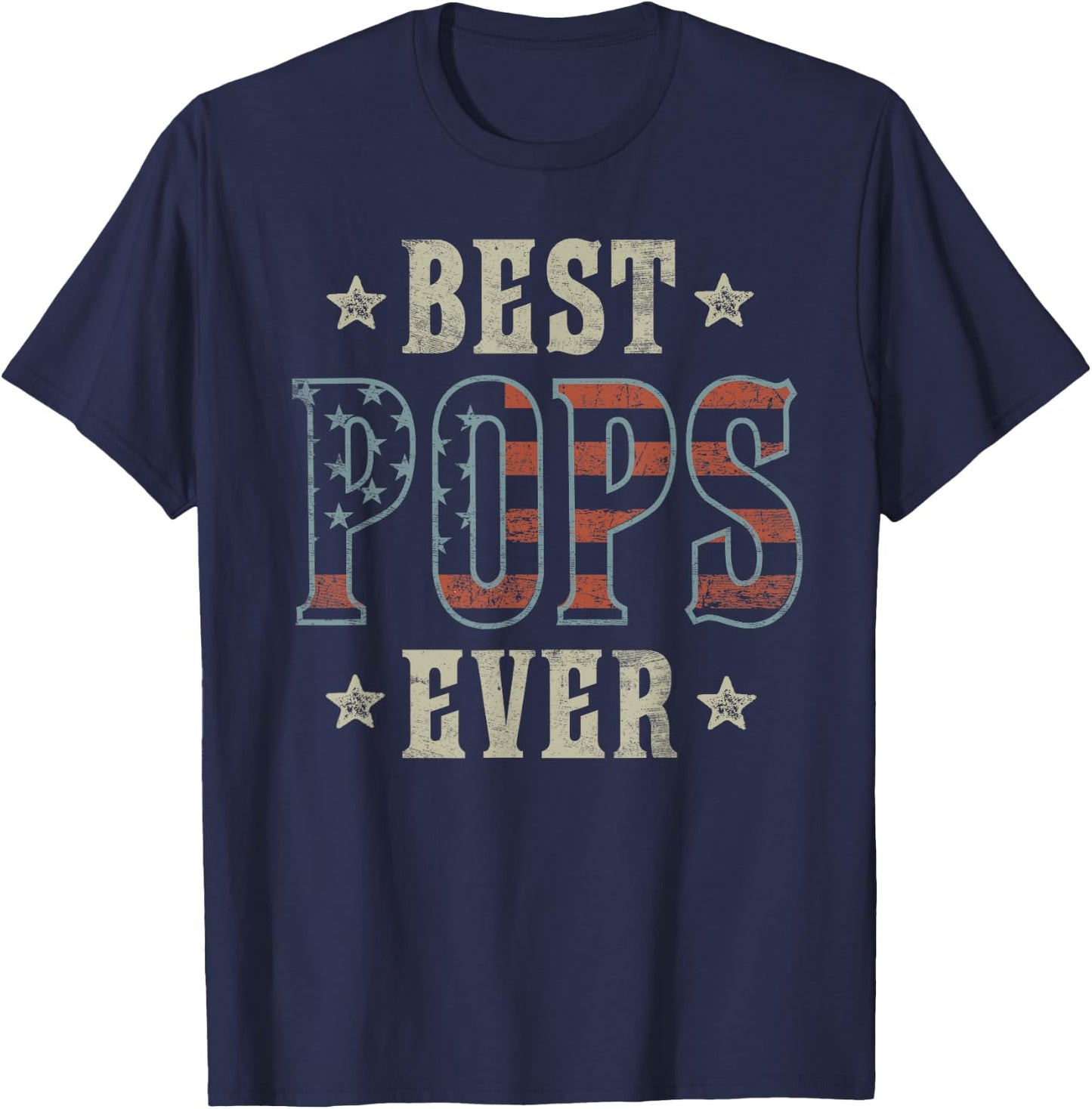 Best Pops Ever Patriotic American Flag Design Pops T-Shirt - T-Shirt | Navy