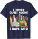 Funny Quilting Art Women Cat Quilt Sewing Quilter T-Shirt - T-Shirt | Navy