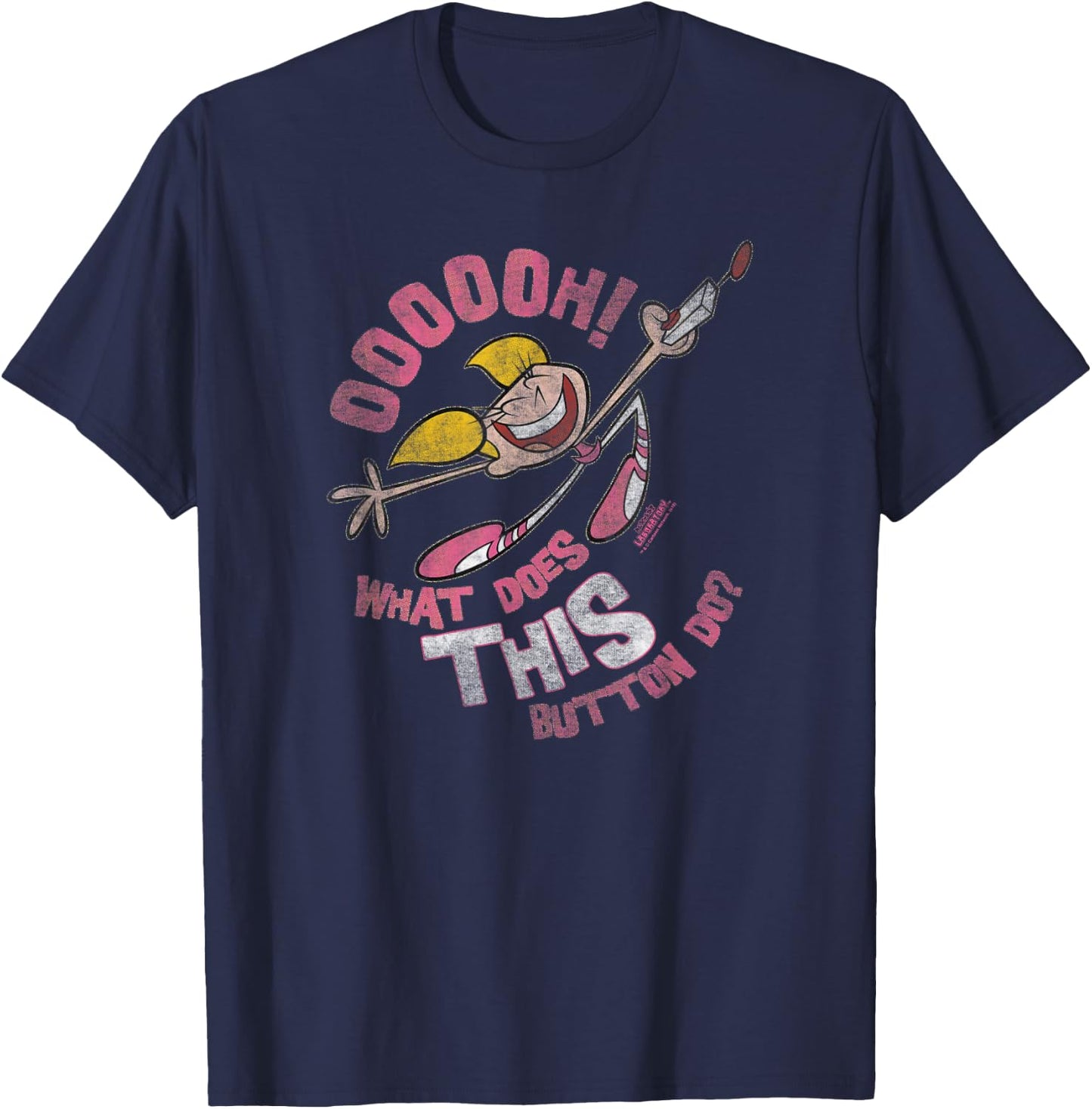 Dexter's Laboratory Dee Dee Button Small T-Shirt - T-Shirt | Navy
