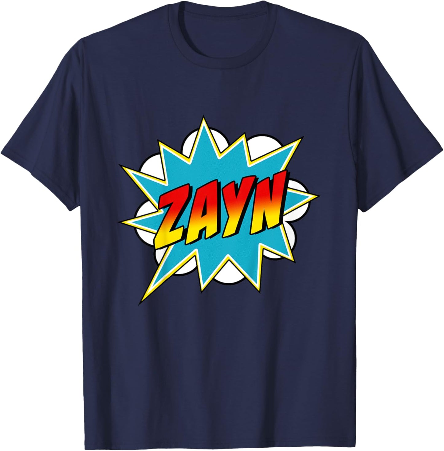 Kids Boys Zayn Name Superhero Comic Book T-Shirt - T-Shirt | Navy