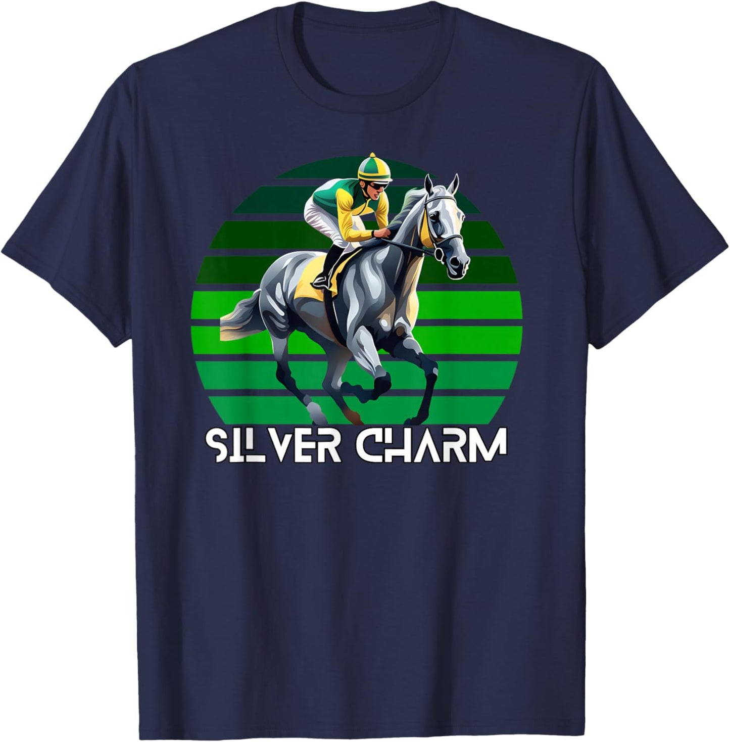 Silver Charm Horse, Horse Racing, Santa Anita, Del Mar Shirt T-Shirt - T-Shirt | Navy