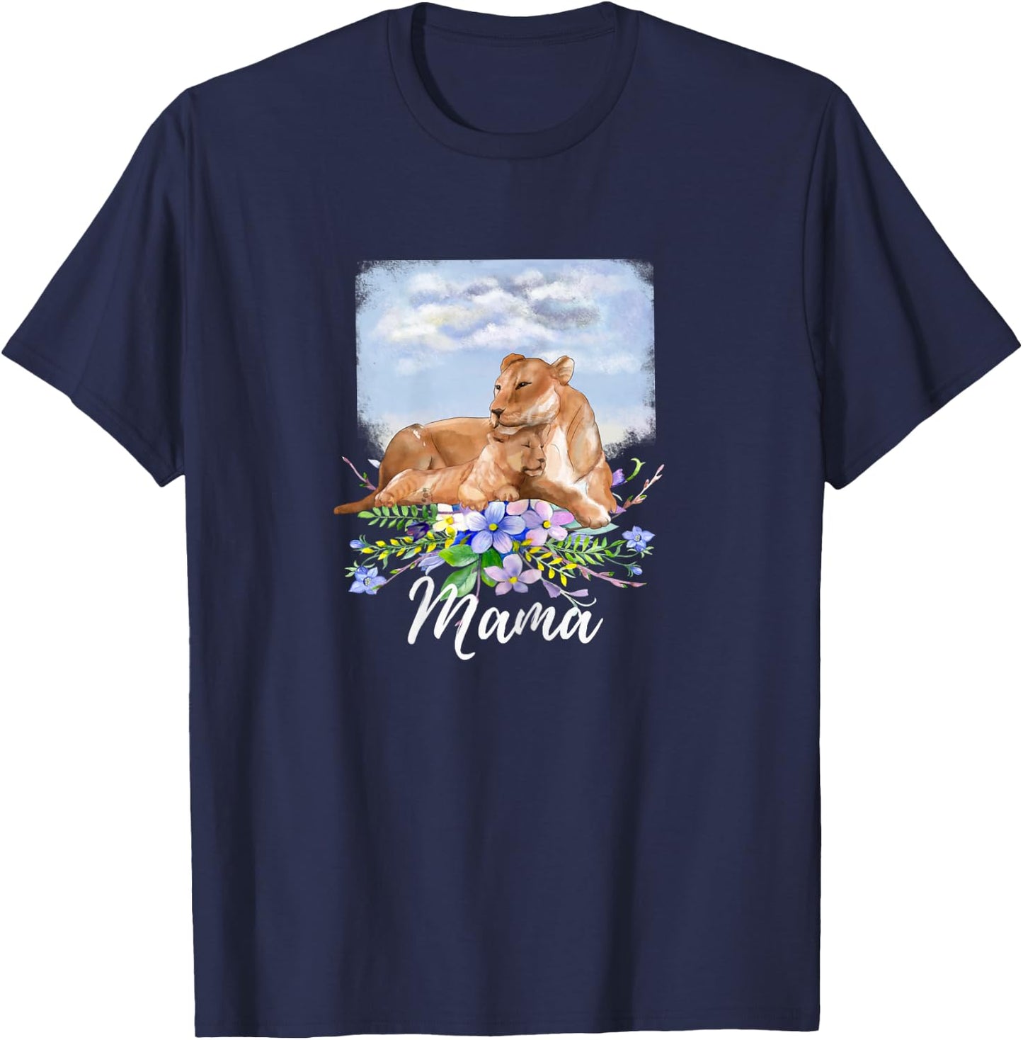 Mama Lion Mom Lioness and Cub Mommy Gift Mothers Day T-Shirt - T-Shirt | Navy