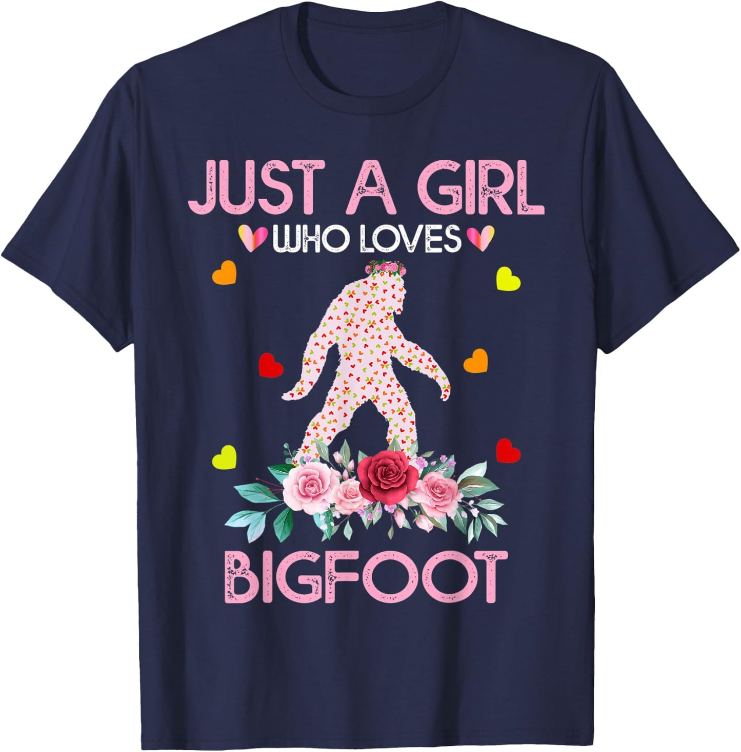 Bigfoot Shirt Kids Just A Girl Who Loves Bigfoot T-Shirt - T-Shirt | Navy