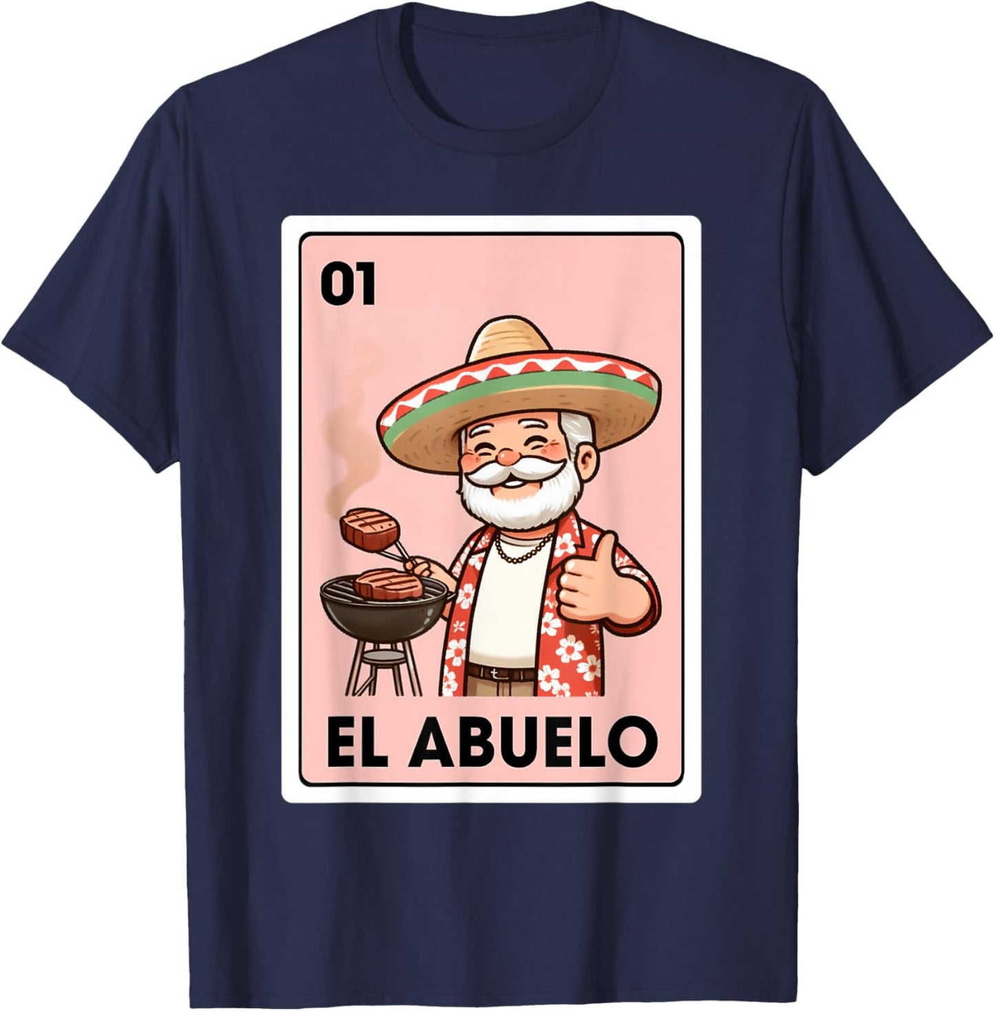 El Abuelo Grilling Grandpa Mexican Bingo Card T-Shirt - T-Shirt | Navy