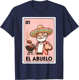 El Abuelo Grilling Grandpa Mexican Bingo Card T-Shirt - T-Shirt | Navy