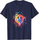 Retro Happy Face Rainbow Tie Dye Splatter 70s Peace Smile , Black, S T-Shirt - T-Shirt | Navy
