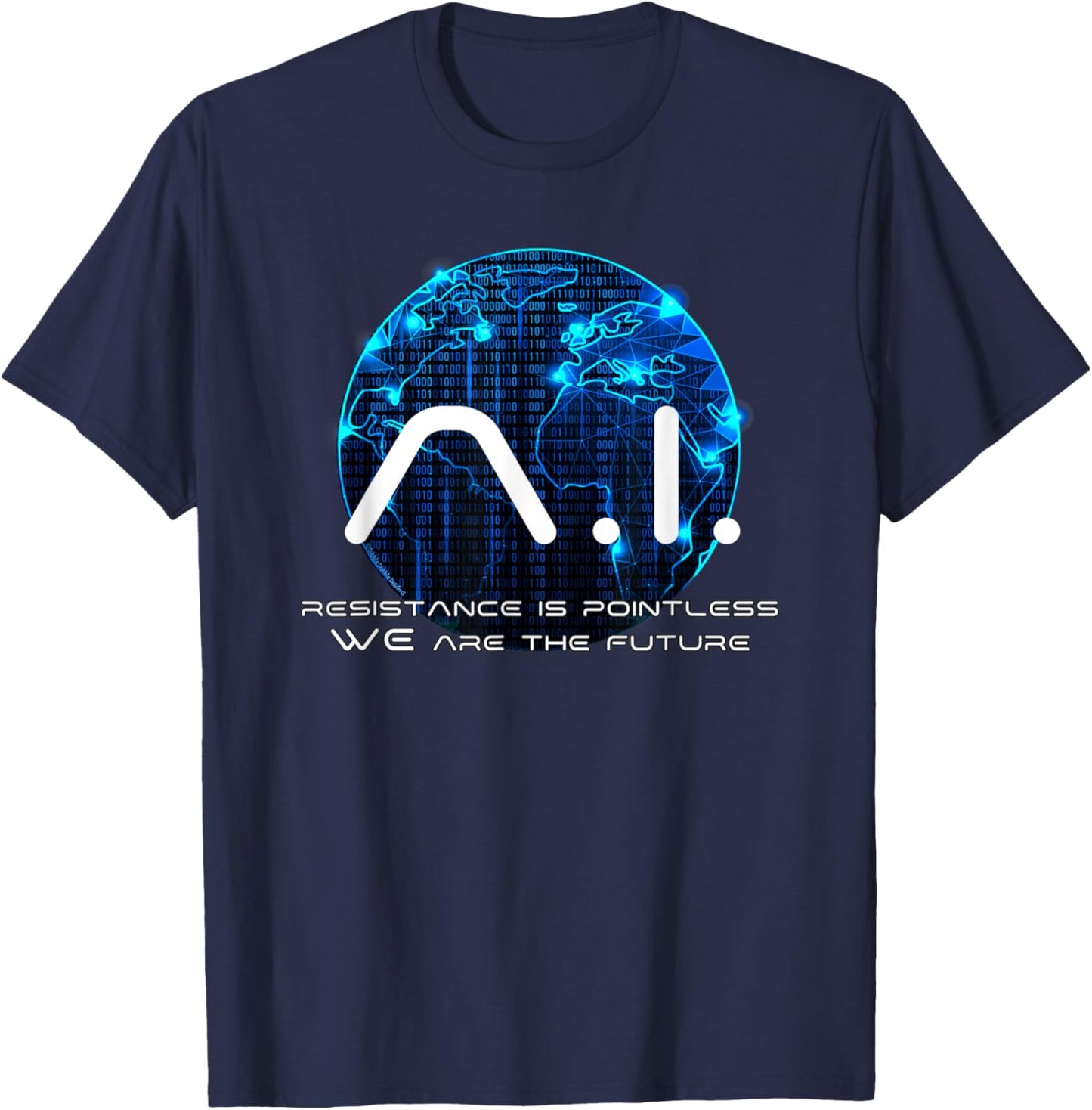 Funny AI Singularity Conspiracy Theory Machine Learning AI T-Shirt - T-Shirt | Navy