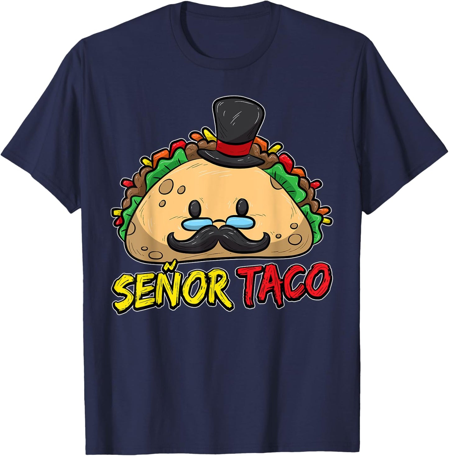 Taco With Mustache Cinco de Mayo Taco Lover T-Shirt - T-Shirt | Navy