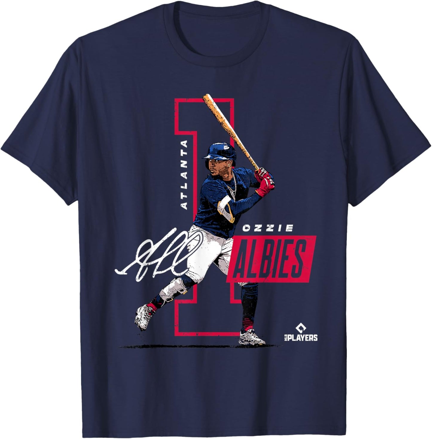 Ozzie Albies | Atlanta Baseball MLB Players | MLBALB4010 T-Shirt - T-Shirt | Navy