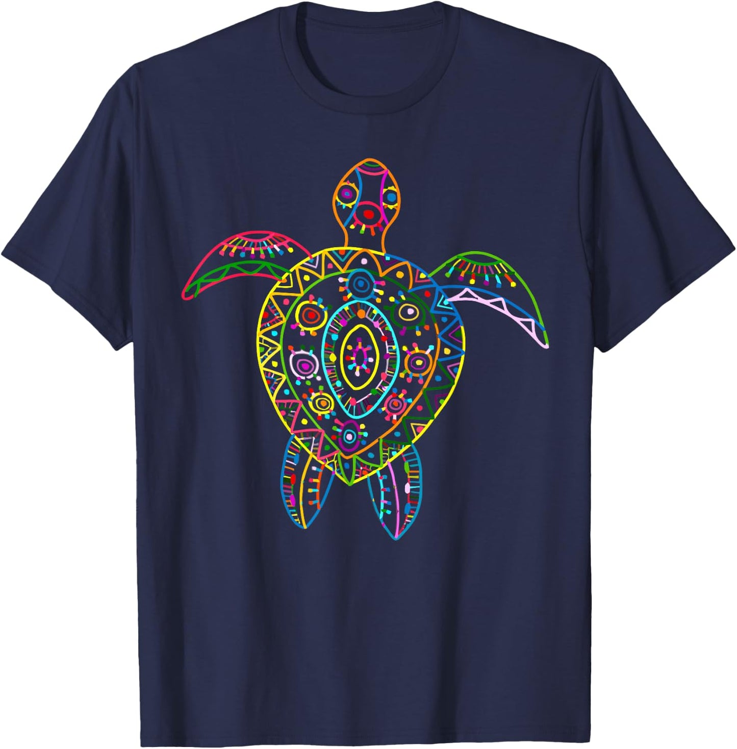 Turtle Graphic Sea Animal Vintage Hawaiian Turtle Summer T-Shirt - T-Shirt | Navy