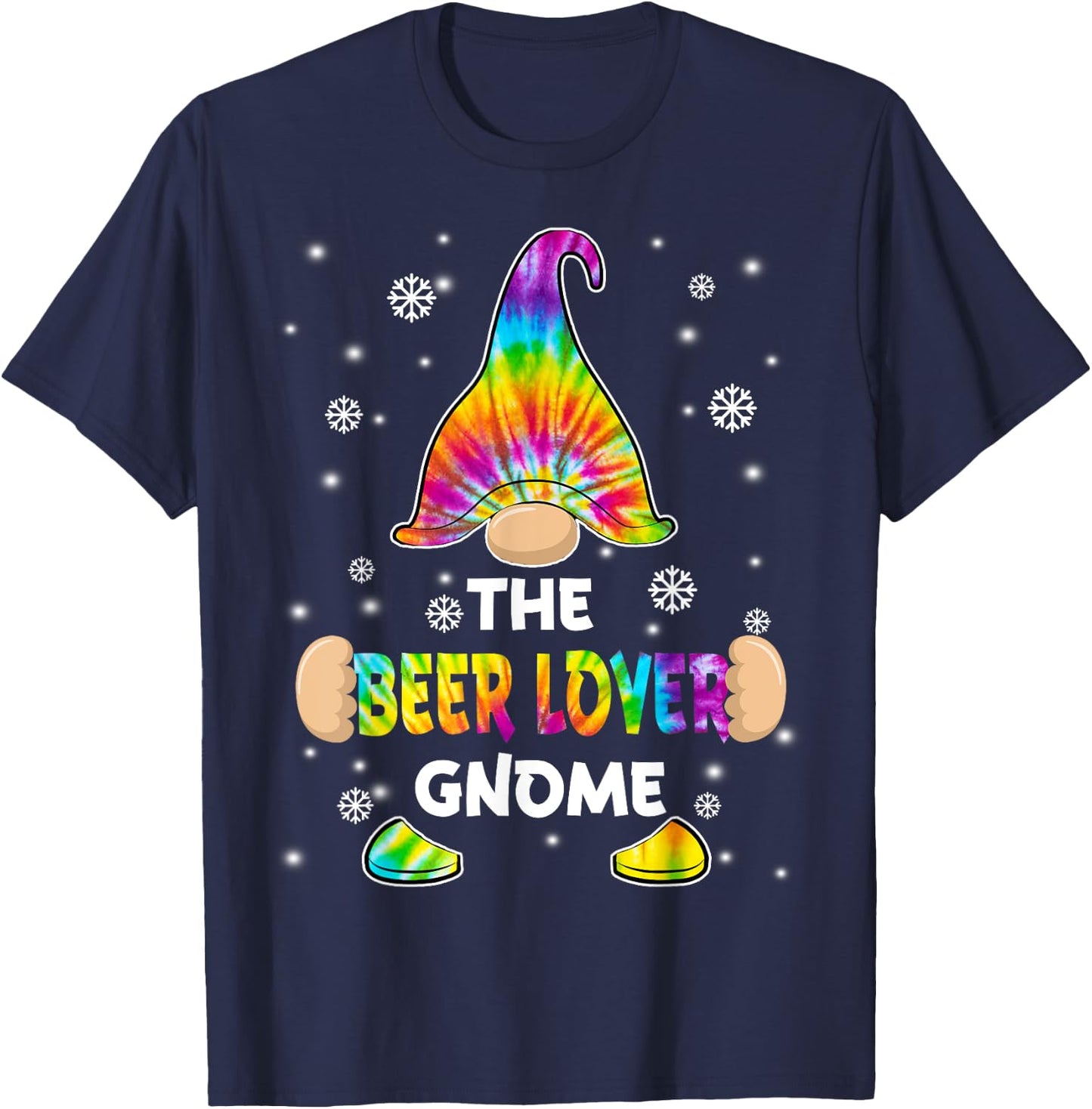 Beer Lover Gnome Merry Christmas Tie Dye Pajamas T-Shirt - T-Shirt | Navy