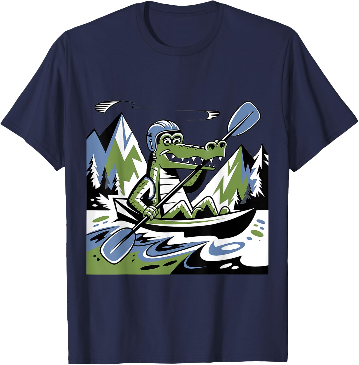 Funny Cool Alligator Kayaking Abstract T-Shirt - T-Shirt | Navy