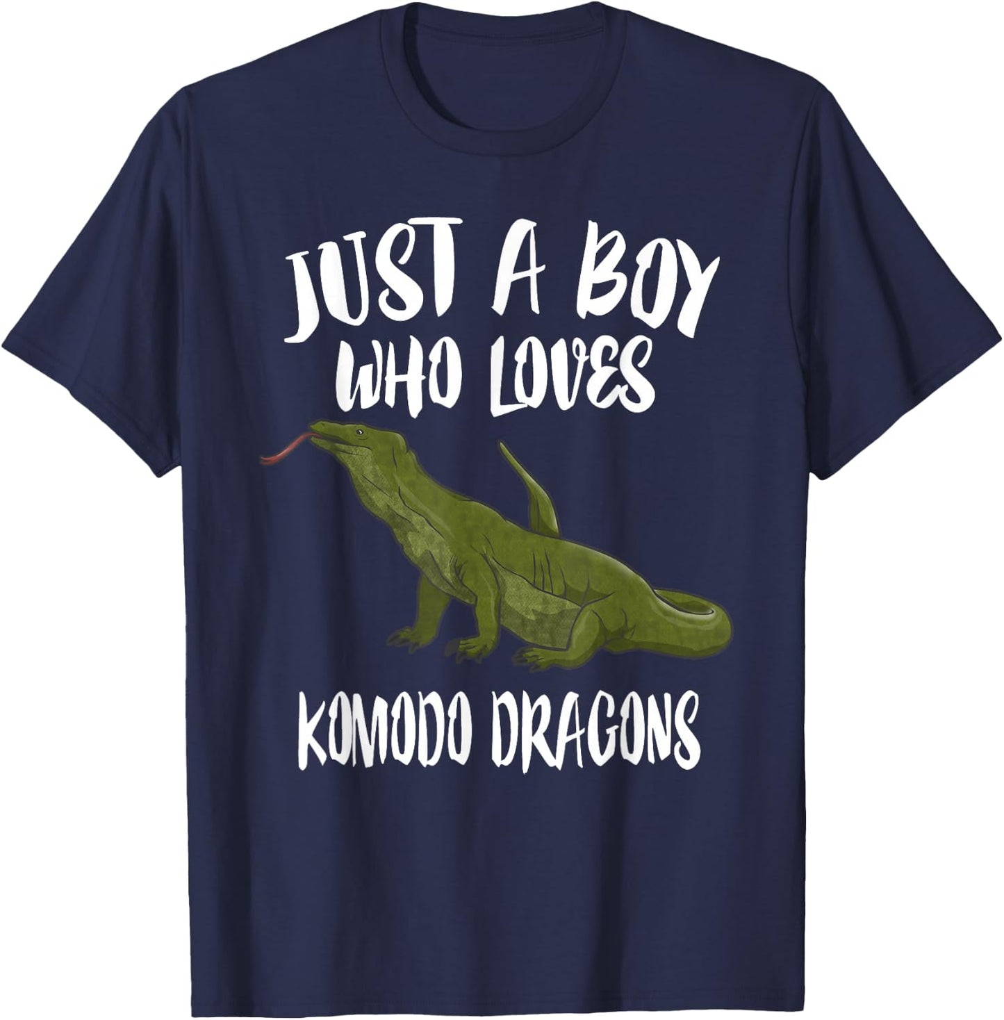 Just A Boy Who Loves Komodo Dragons Animal Gift T-Shirt - T-Shirt | Navy