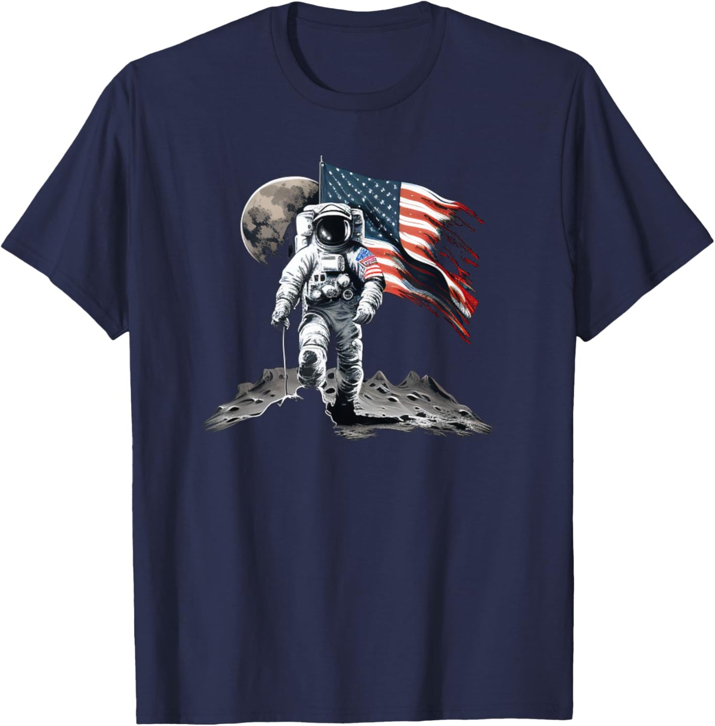Cool Walking on Moon for Space Lovers T-Shirt - T-Shirt | Navy