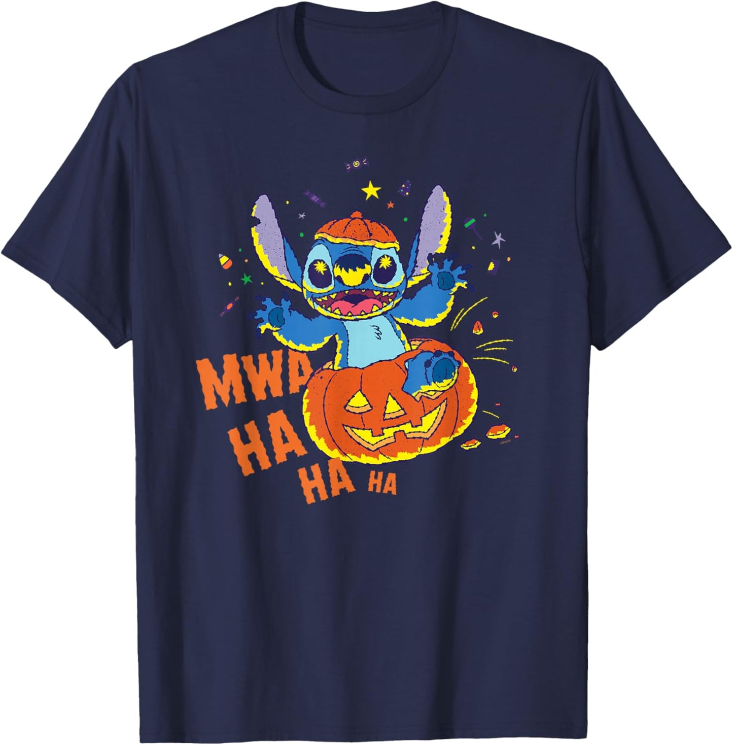 Disney Stitch Jack-o’-Lantern Surprise Mwa Ha Ha Halloween T-Shirt - T-Shirt | Navy