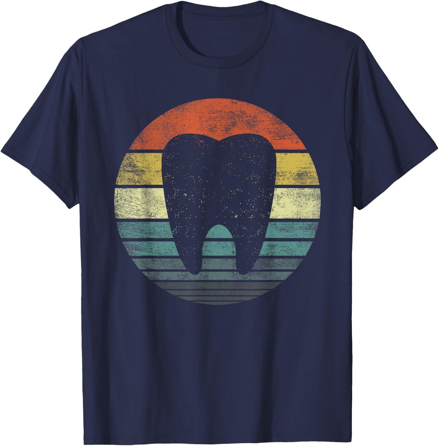 Dentist Gifts Dental Assistant Hygienist Retro Molar Tooth T-Shirt - T-Shirt | Navy