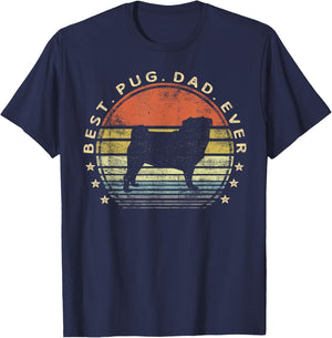 Best Pug Dad Ever Dog Lover Gifts Pug Pet Owner Pappy Daddy T-Shirt - T-Shirt | Navy