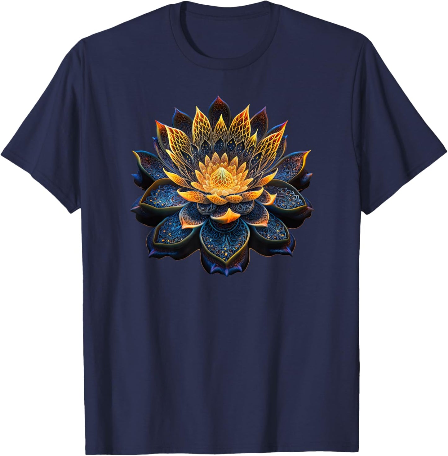 Lotus Flower Yoga Zen Bohemian Namaste Meditation T-Shirt - T-Shirt | Navy