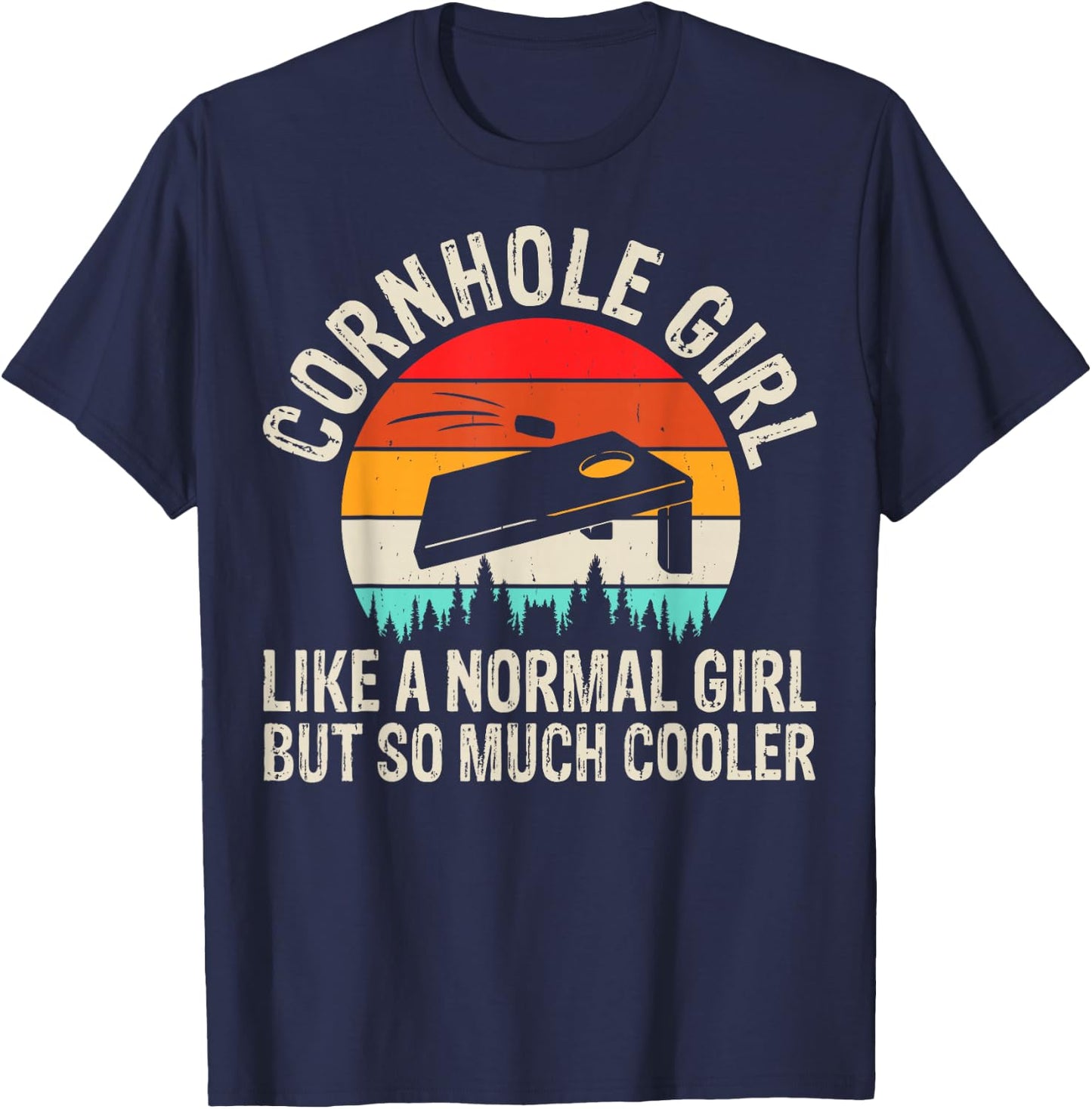 Cornhole Girl Corn Hole Players Funny Cornhole T-Shirt - T-Shirt | Navy