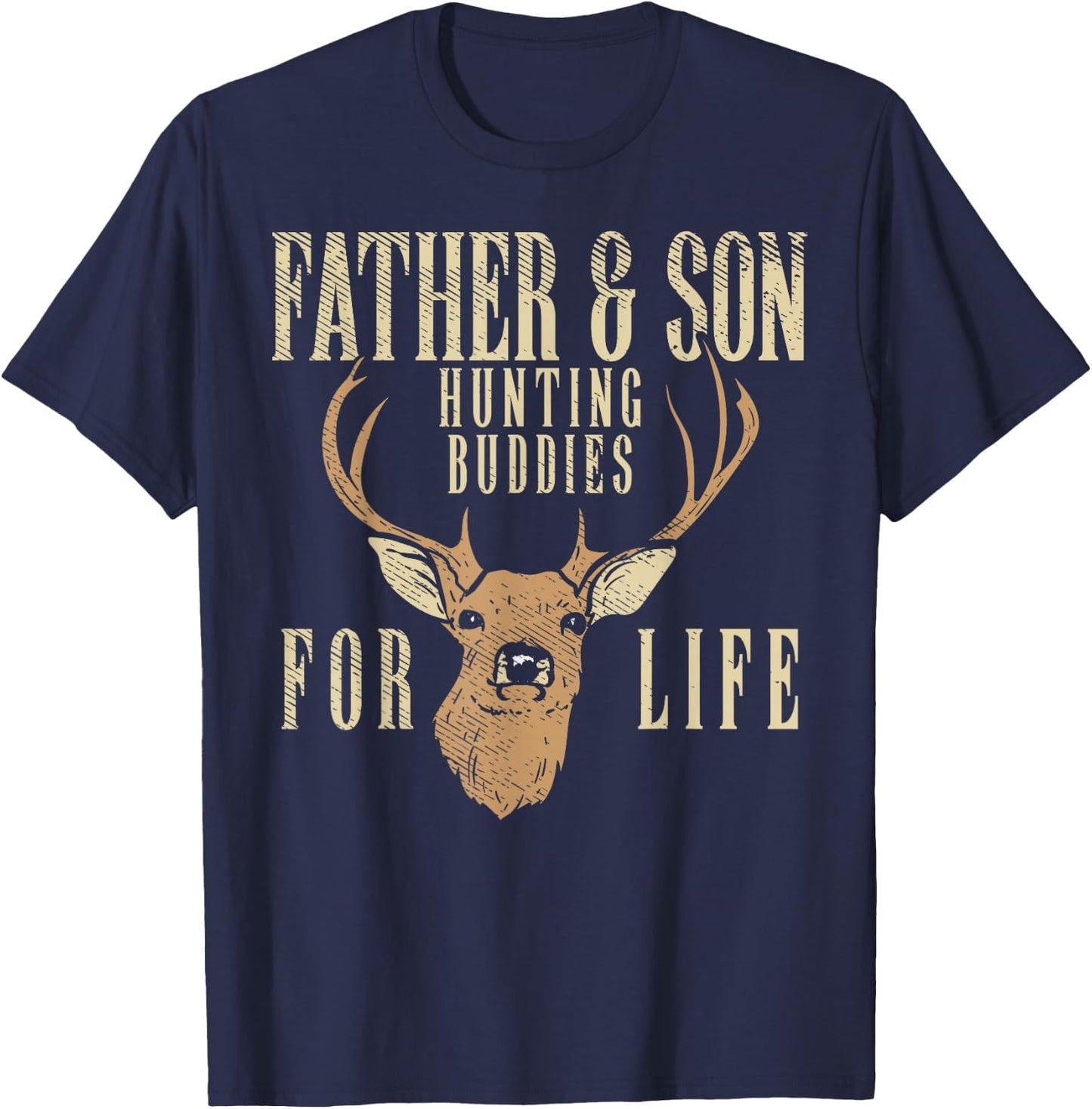 Father Son Hunting Buddies Matching Hunter Dad Men Boys Gift T-Shirt - T-Shirt | Navy
