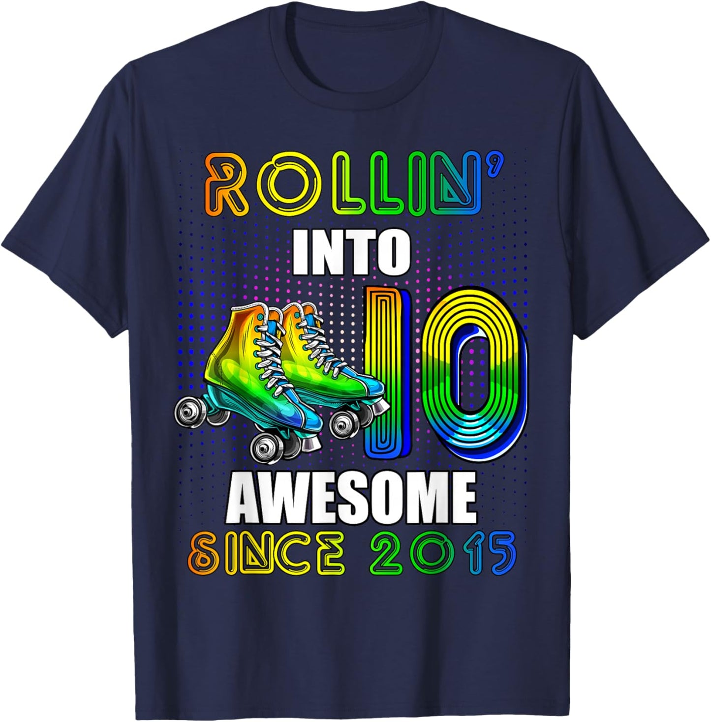 Birthday Roller Skating 10th Girl Rollin into 10 Skate Party T-Shirt - T-Shirt | Navy