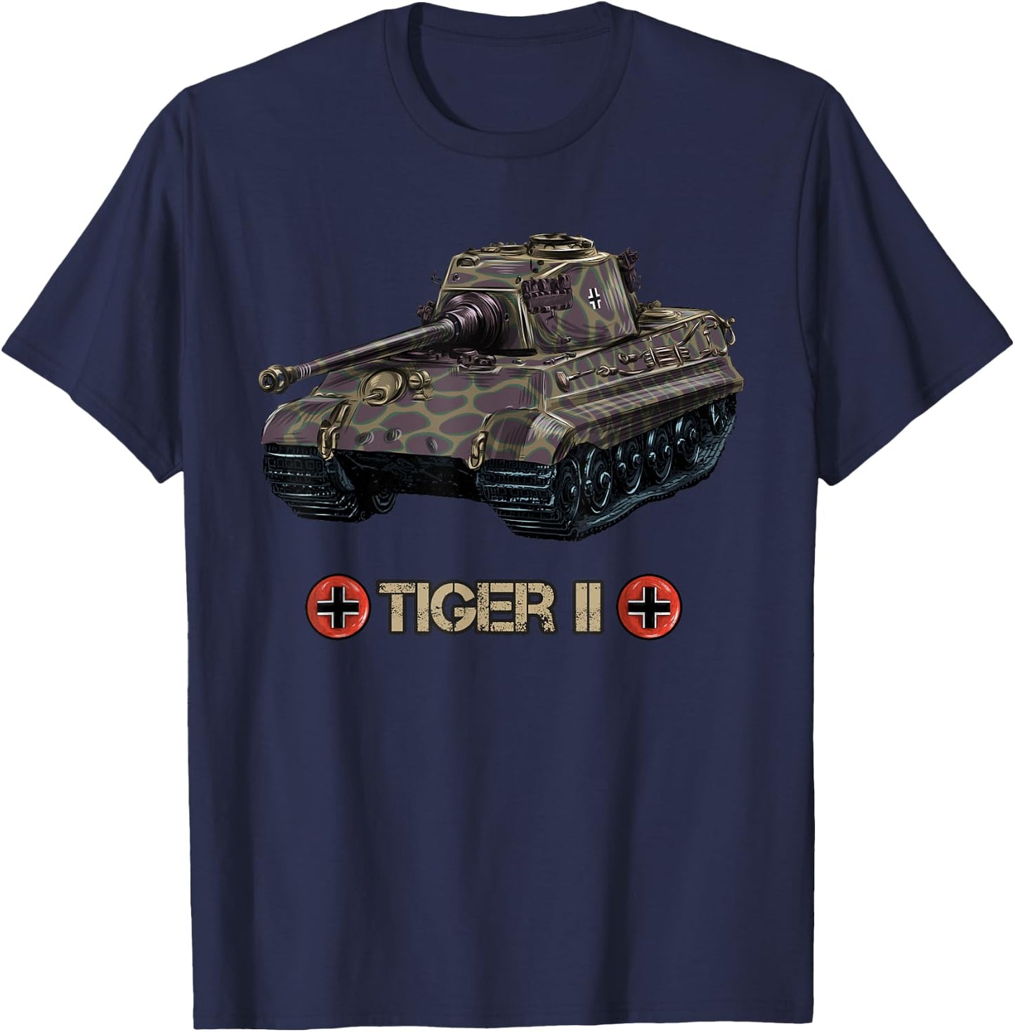 Vintage World War 2 German Tank Tiger 2 II WW2 memorabilia T-Shirt - T-Shirt | Navy