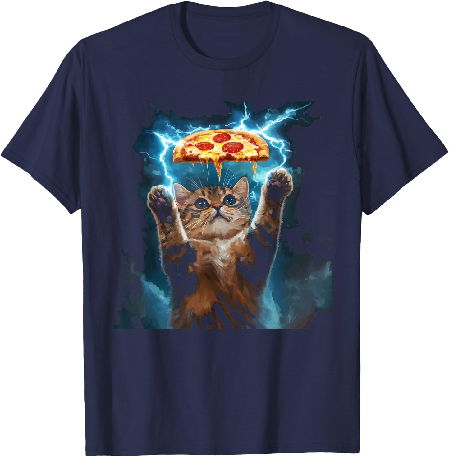 Pizza Cat Kitty Meow Animal Pet Pizzeria Italian Food Women Kids T-Shirt - T-Shirt | Navy