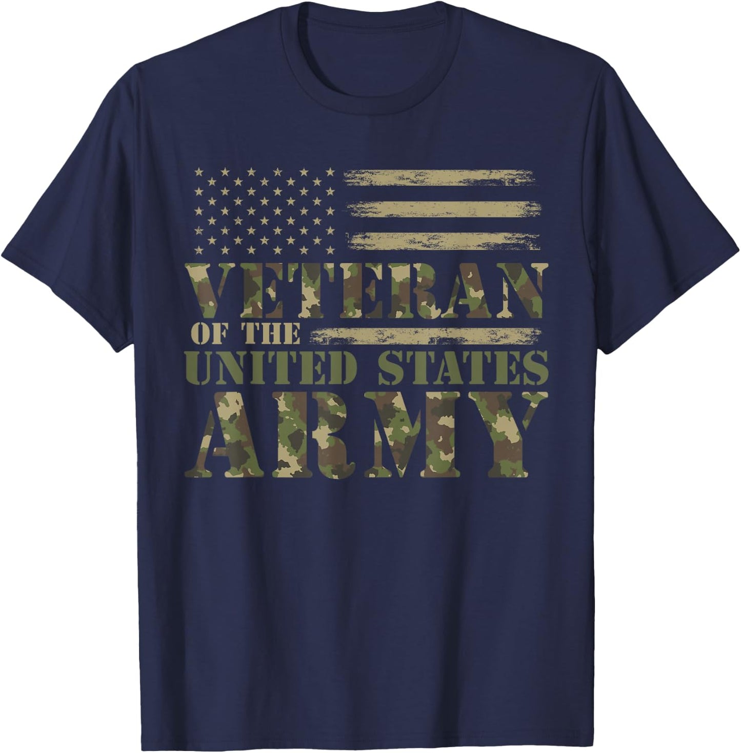 Veteran of The United States Army Camouflage US Flag Veteran T-Shirt - T-Shirt | Navy