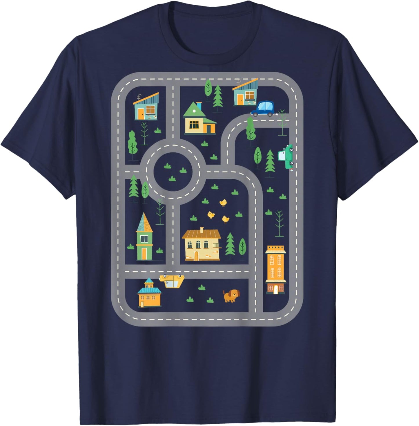 Cool Playmat Race Car Track On Back Dad Race car Mat T-Shirt - T-Shirt | Navy