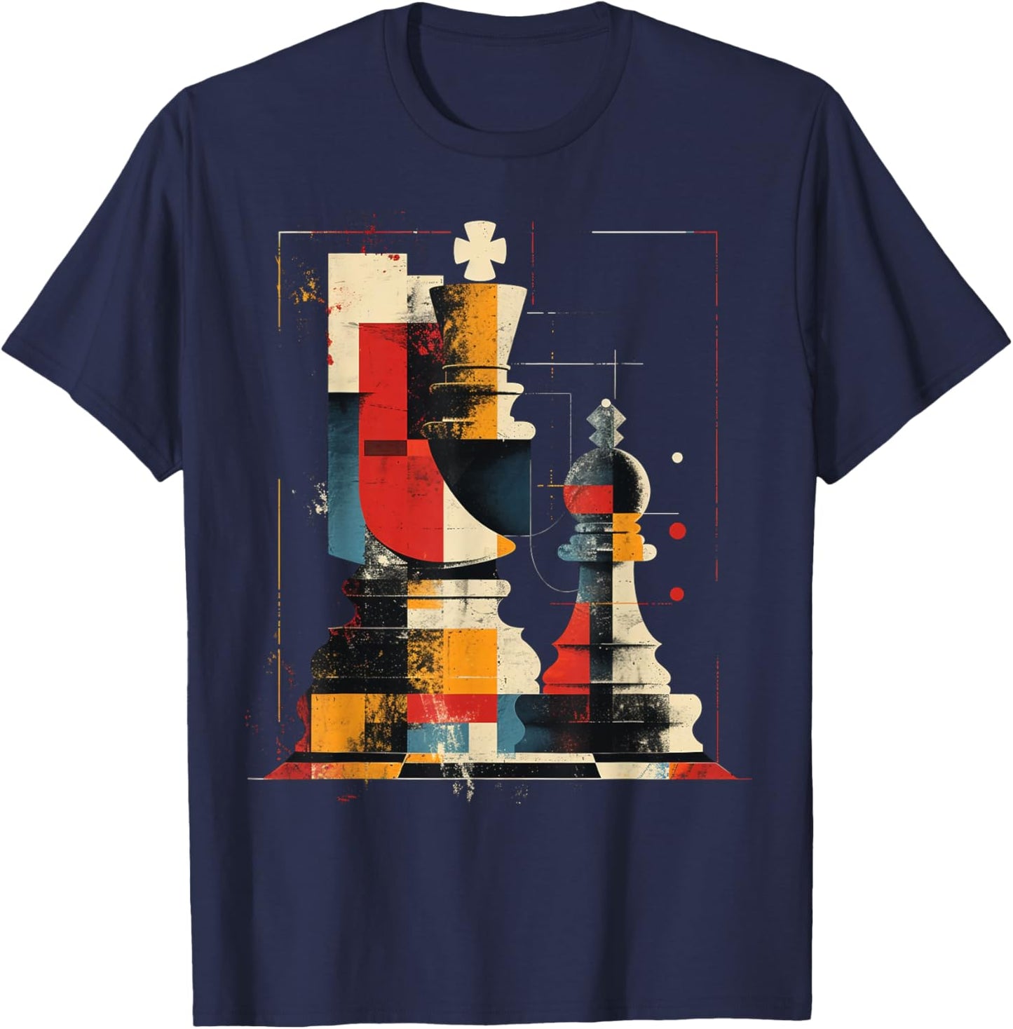 Artsy Chess player on Abstract Art Chess T-Shirt - T-Shirt | Navy