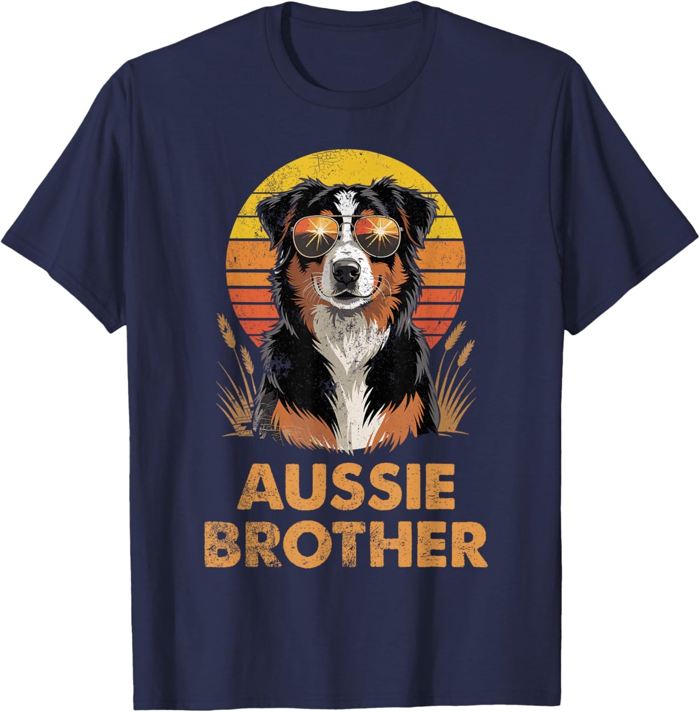 Retro Australian Shepherd Brother Funny Vintage Dog Owner T-Shirt - T-Shirt | Navy