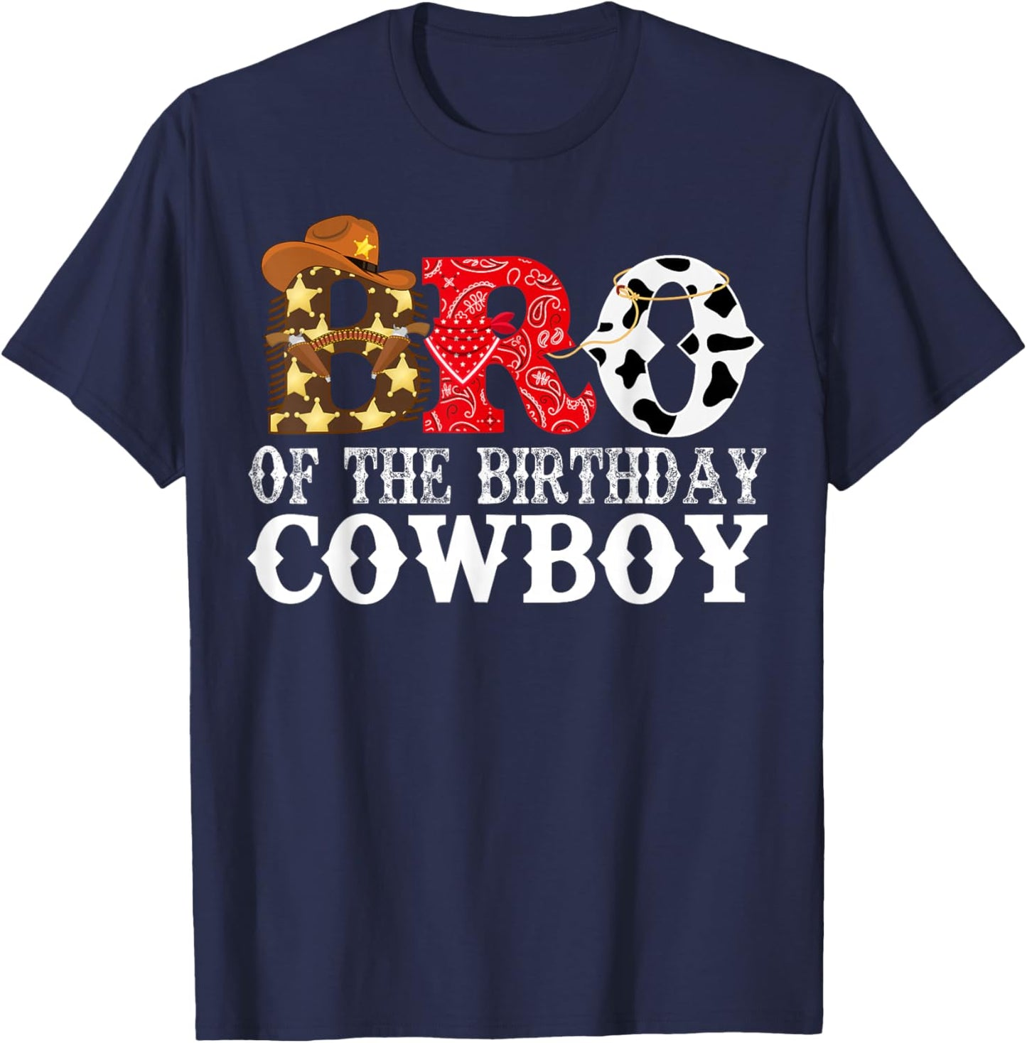 Brother Bro 1st Birthday Cowboy Western Rodeo Party Matching T-Shirt - T-Shirt | Navy