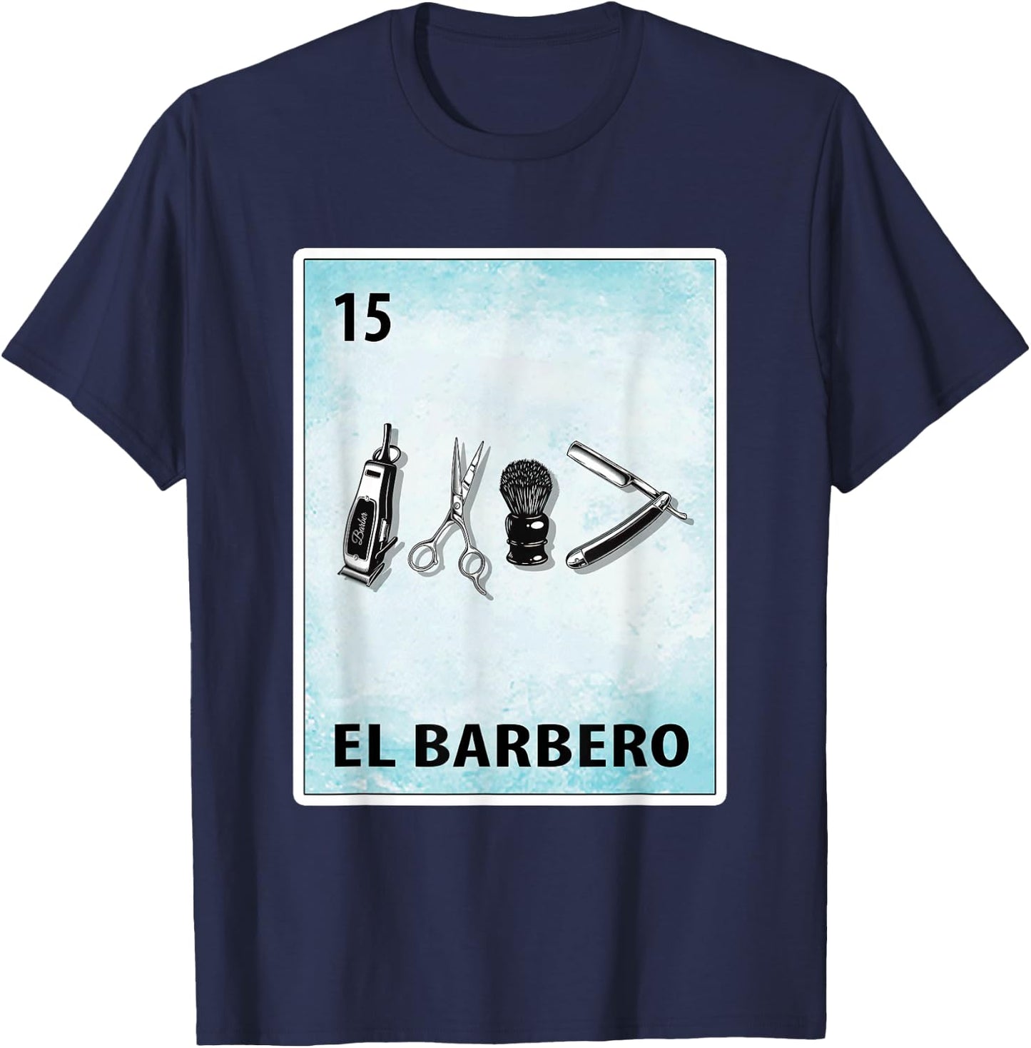 El Barbero Mexican Barber Cards T-Shirt - T-Shirt | Navy