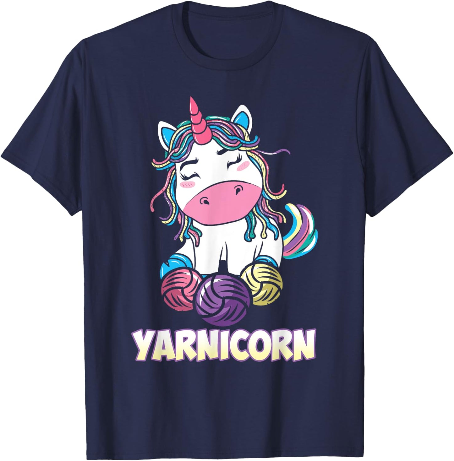 Yarnicorn Unicorn Yarn Art Knitting Lover T-Shirt - T-Shirt | Navy