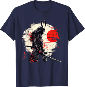 Ancient Japanese Samurai Fighter Martial Arts Retro Vintage T-Shirt - T-Shirt | Navy
