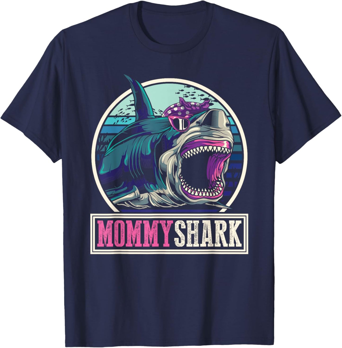Ocean Animal Family Mom Gift Sea Monster Mommy Shark T-Shirt - T-Shirt | Navy