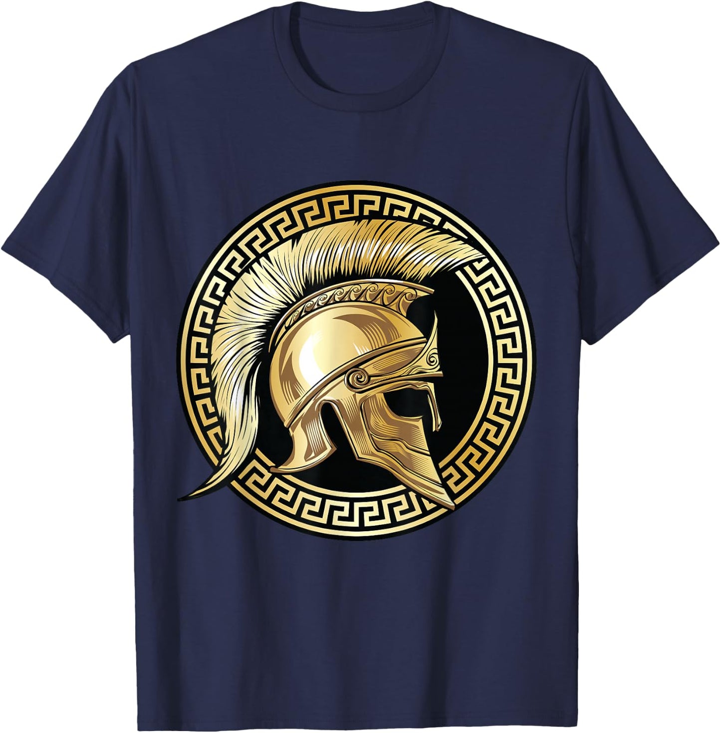 Spartan Helmet Gold Gladiator Sparta Greek Workout T-Shirt - T-Shirt | Navy