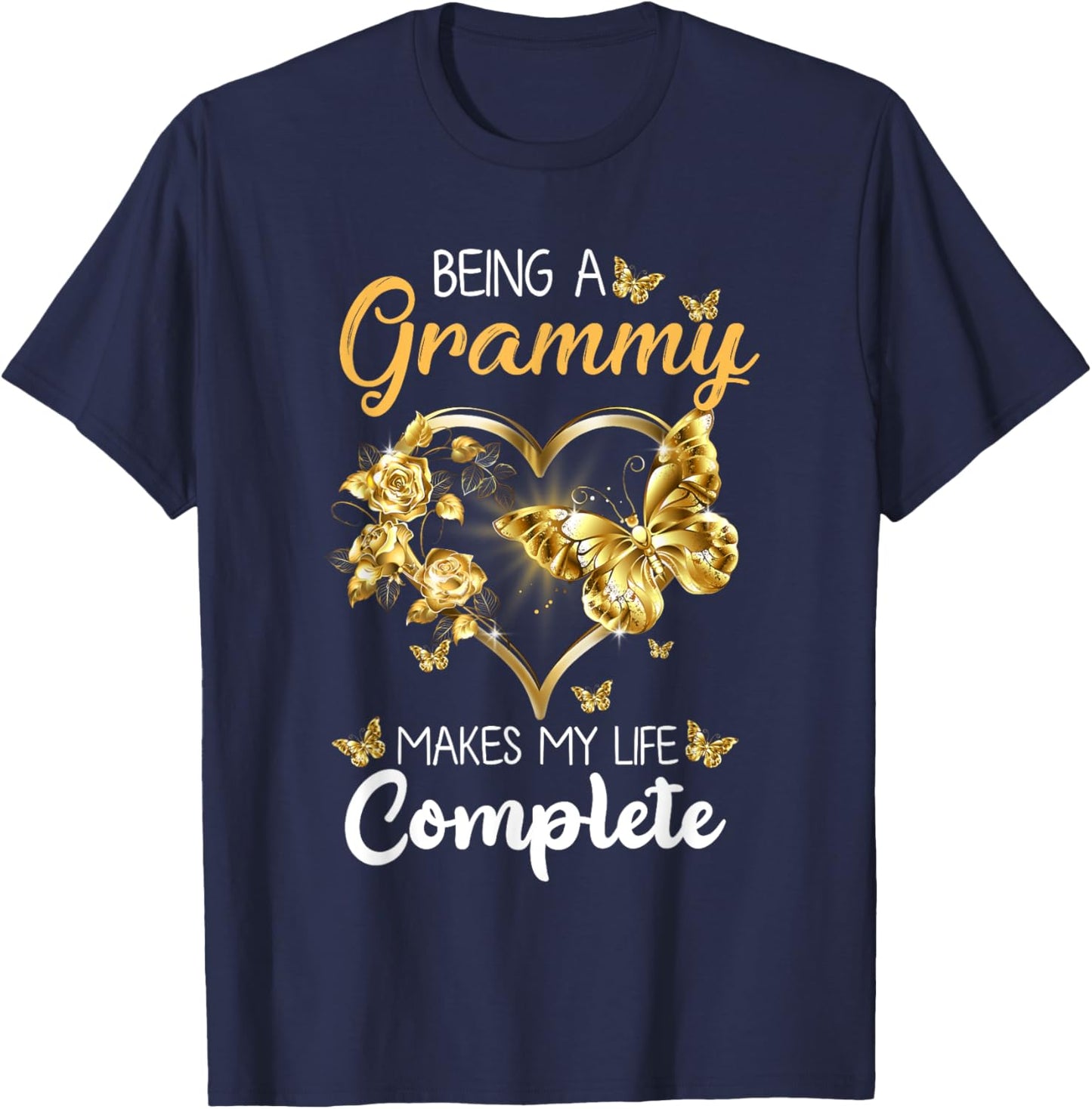 Being A Grammy Makes My Life Complete Announcement Funny T-Shirt - T-Shirt | Navy