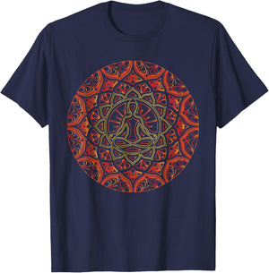 Buddha Mandala Sacred Geometry T-Shirt - T-Shirt | Navy
