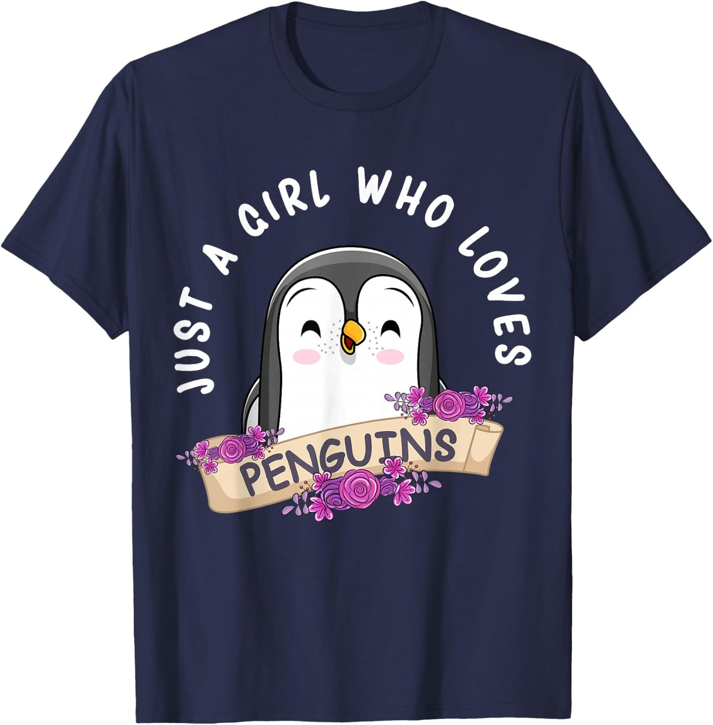 Just A Girl Who Loves Penguins Girls Penguin Lover T-Shirt - T-Shirt | Navy