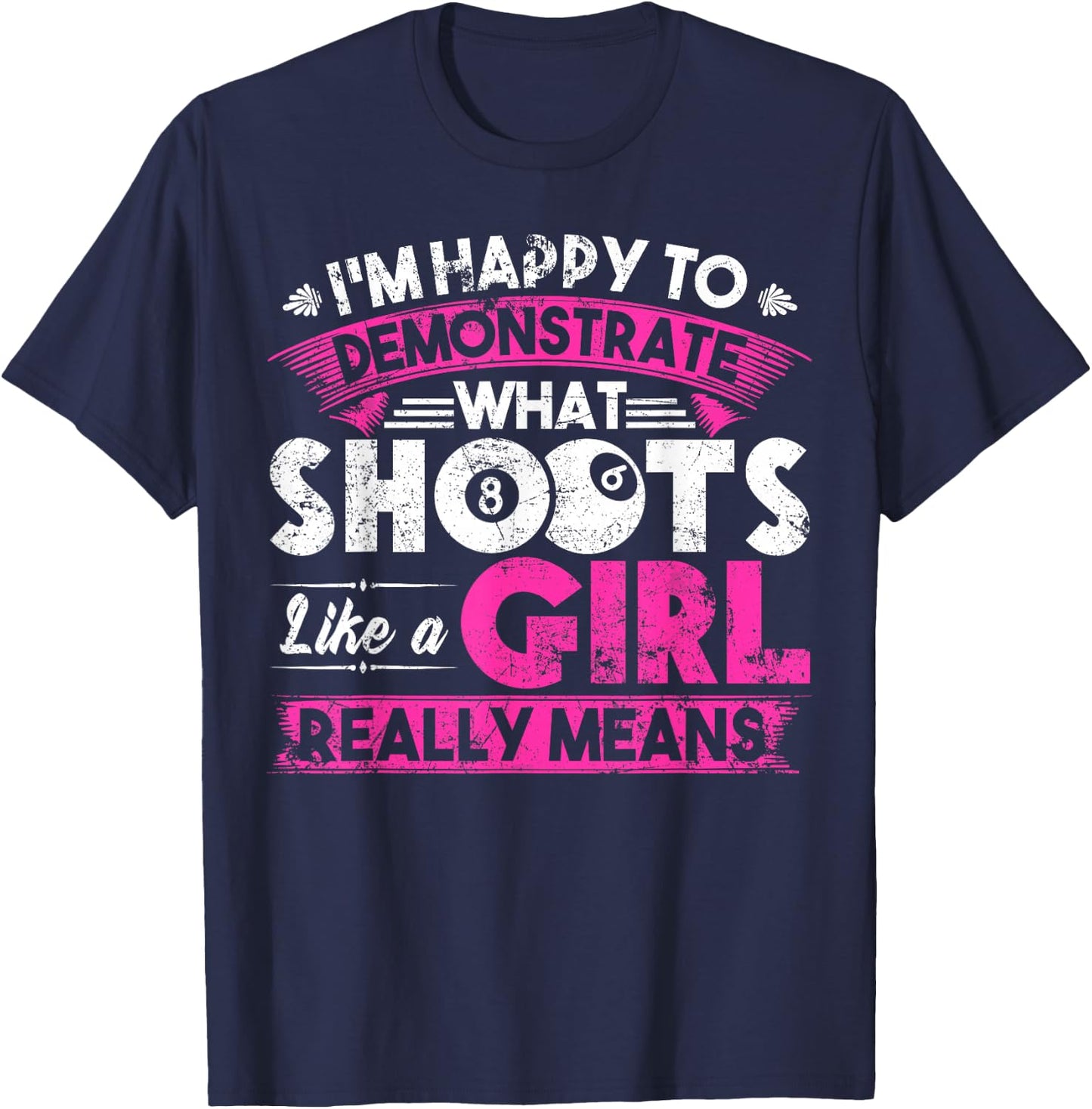 Cute Billiards Women Shirt Funny Gift Girl Pool Player T-Shirt - T-Shirt | Navy
