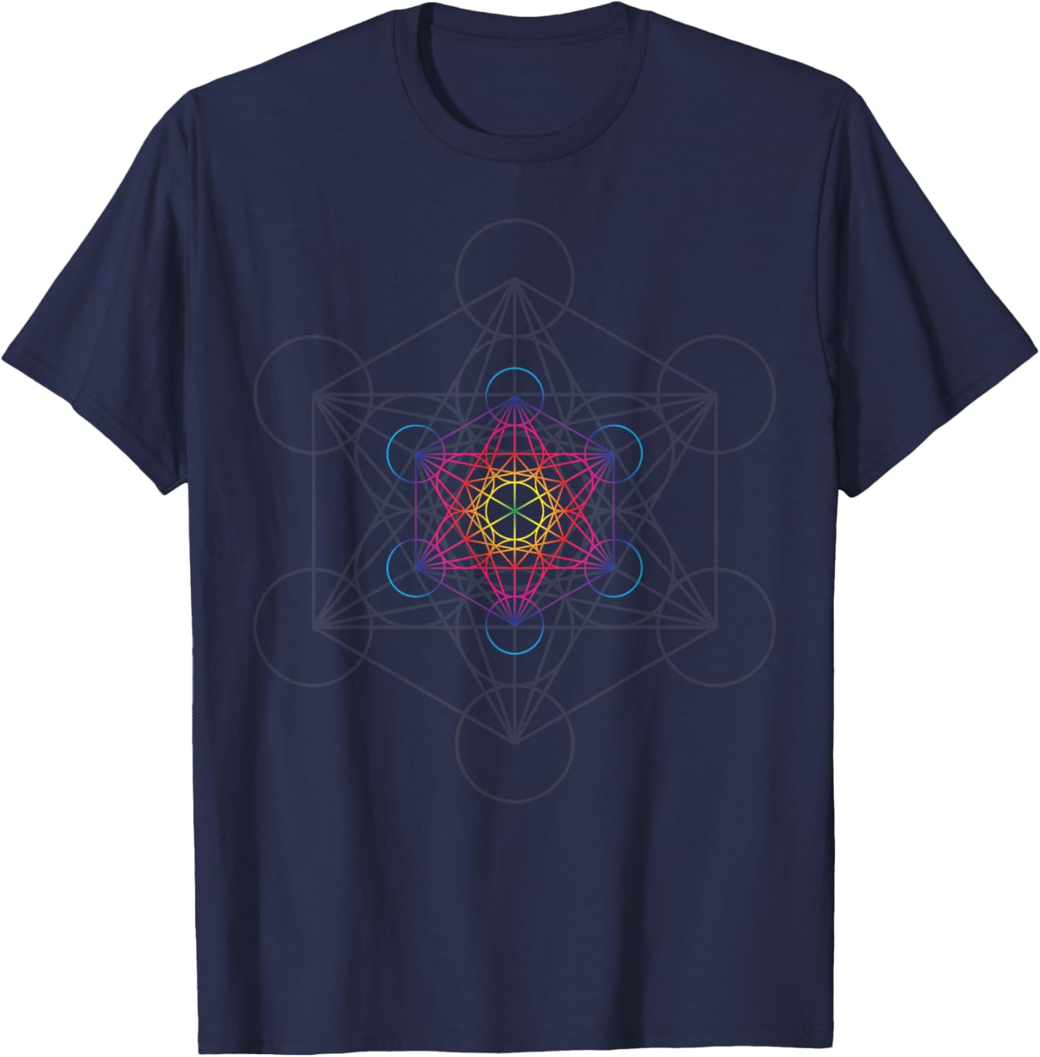 Metatron's Cube Sacred Geometry Art T-Shirt - T-Shirt | Navy