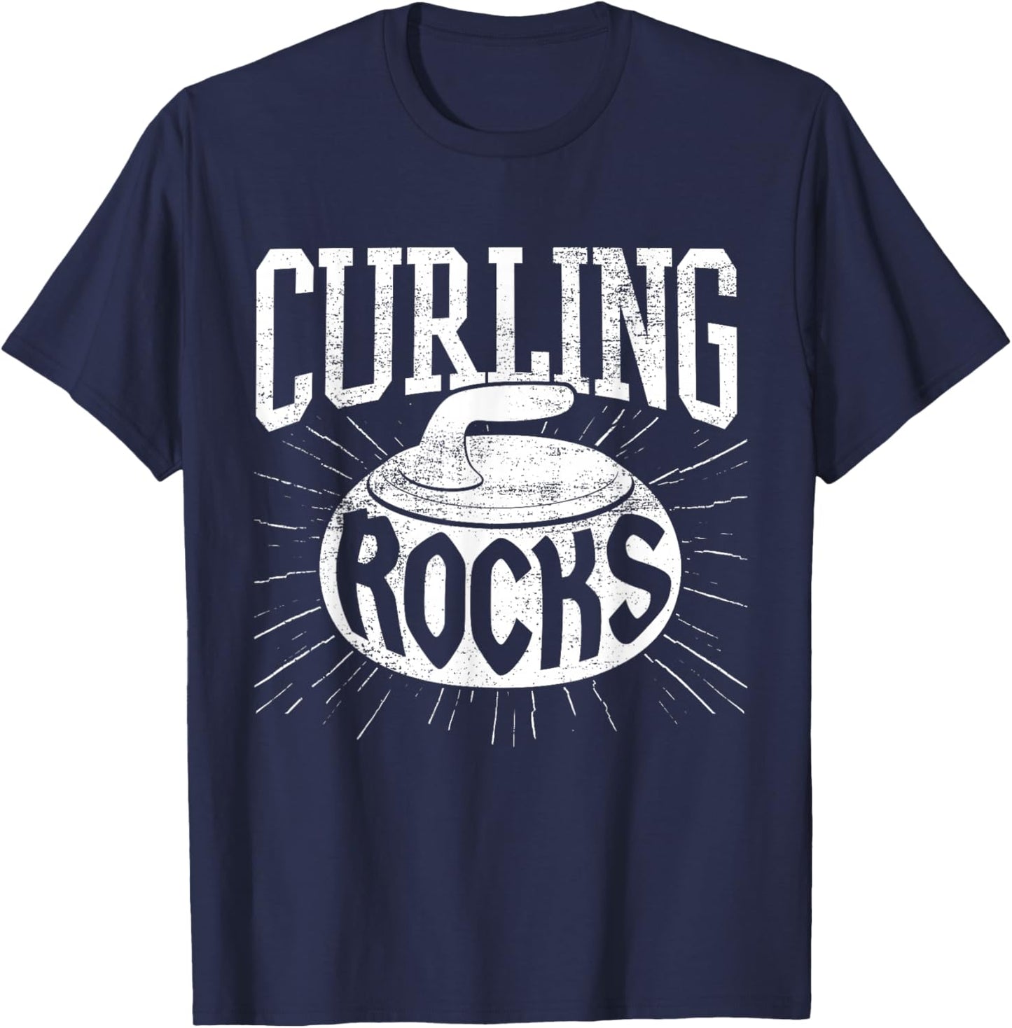 Cool Curling Rocks I Curling Stone I Pun Curling Player T-Shirt - T-Shirt | Navy