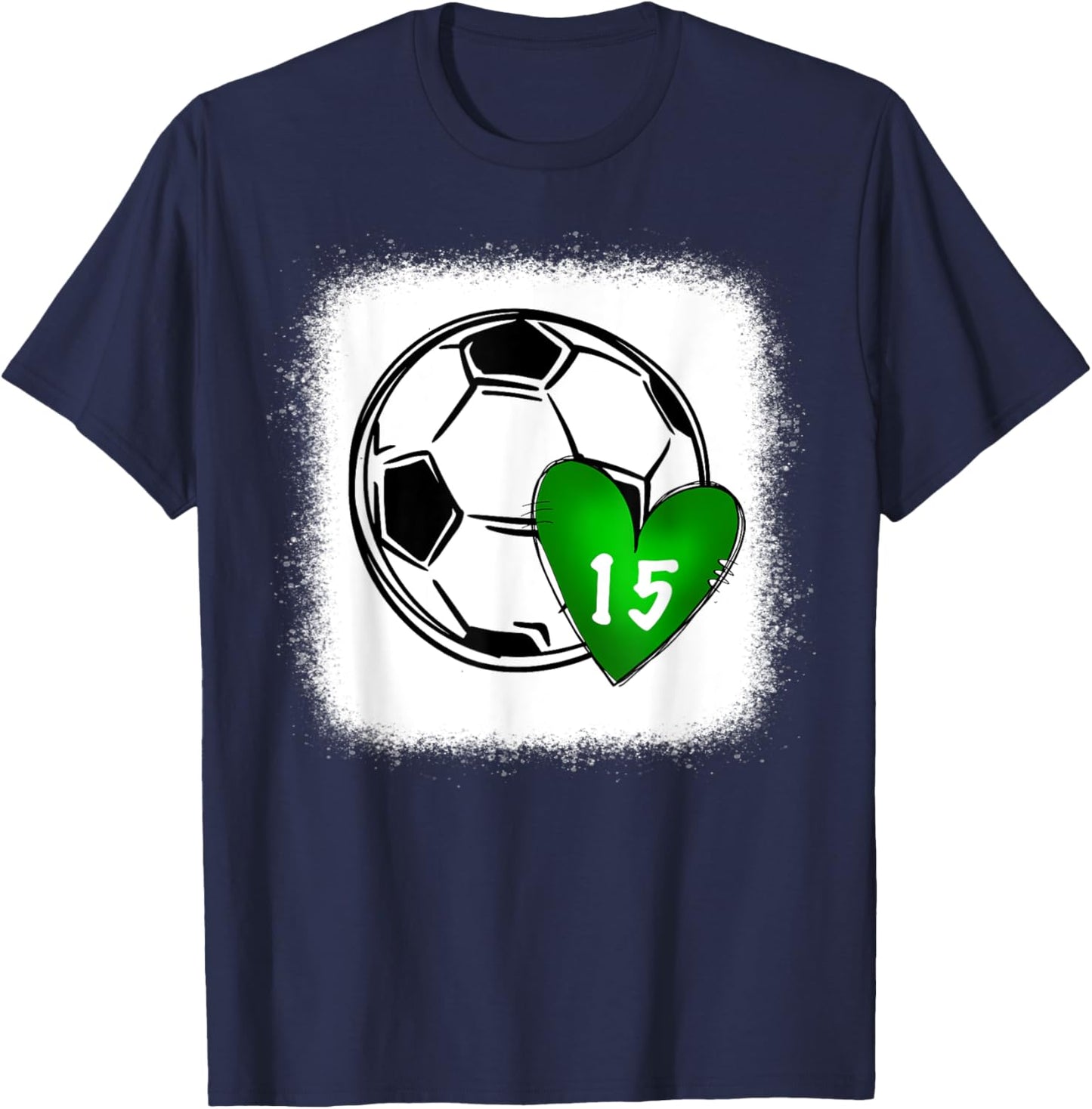 Custom Soccer Mom Number 15 Heart for Mom, Mommy T-Shirt - T-Shirt | Navy