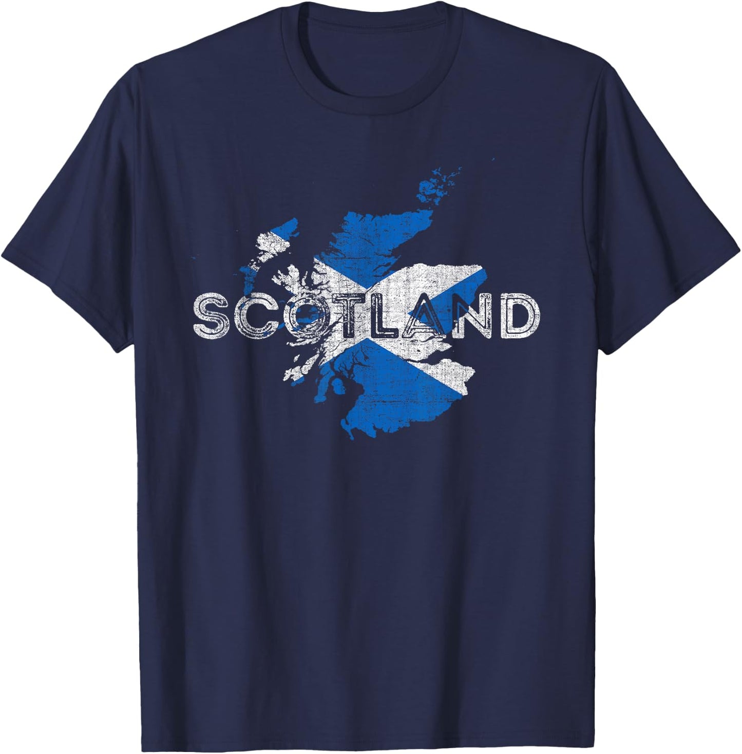 Scottish Map and Flag Souvenir - Distressed Scotland T-Shirt - T-Shirt | Navy