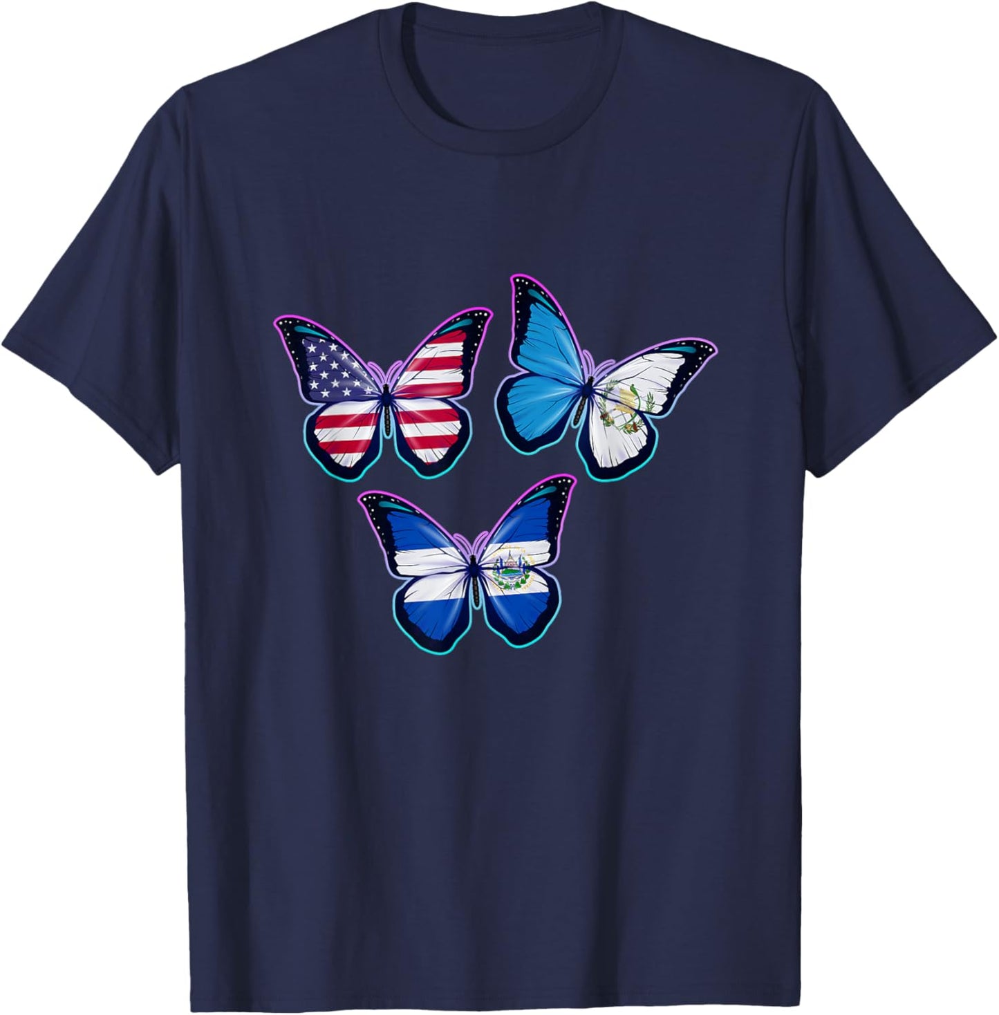 Multiculti Heritage. El Salvador, Guatemala and the USA T-Shirt - T-Shirt | Navy