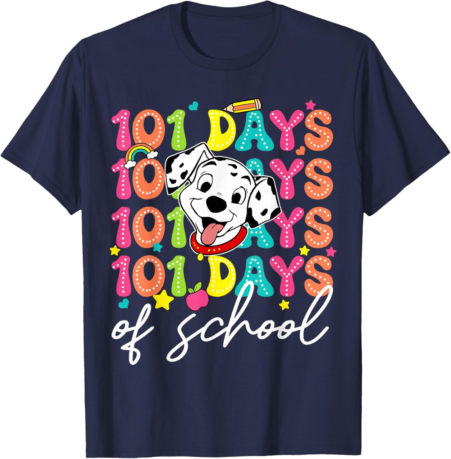 100 Days Of School Dalmatian Dog Boys 100th Day Of School T-Shirt - T-Shirt | Navy