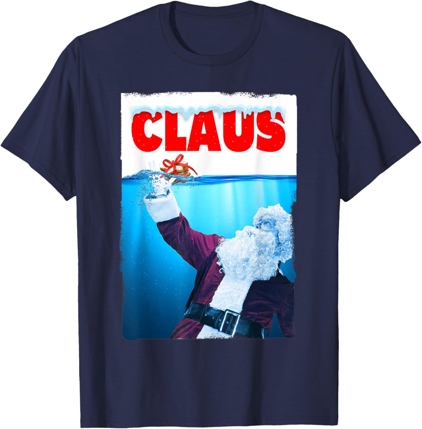 Santa Claus Christmas Cookie Women Kids Shark Lovers T-Shirt - T-Shirt | Navy